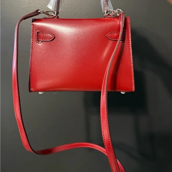 The Vault Label Eva-Elegant Red Mini Leather Handbag - Picture 2 of 6